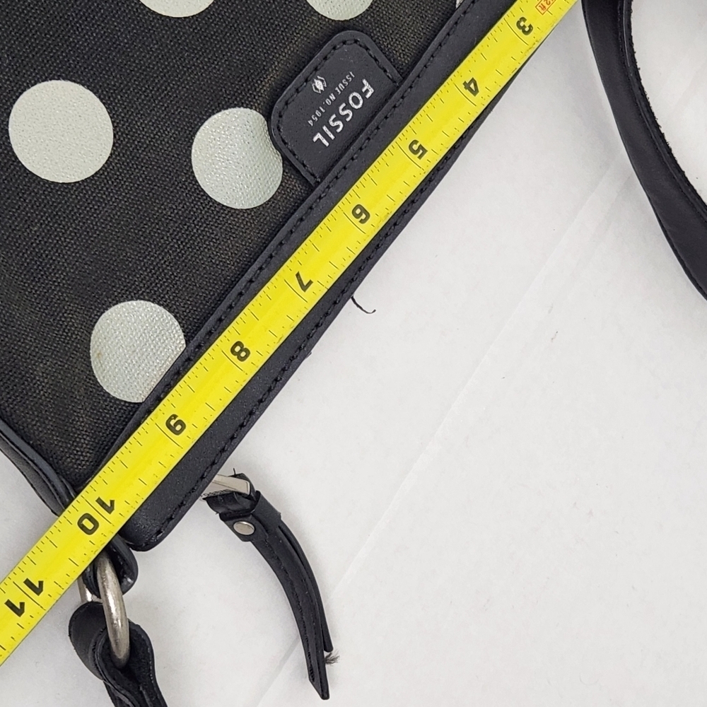 Fossil Black Canvas Polkadot Crossbody Bag - Picture 12 of 13